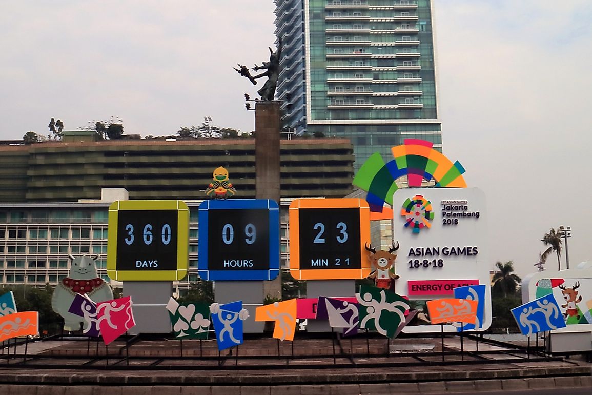 Countdown clock in Jakarta, Indonesia to the next Asian Games. Editorial credit: Harismoyo / Shutterstock.com