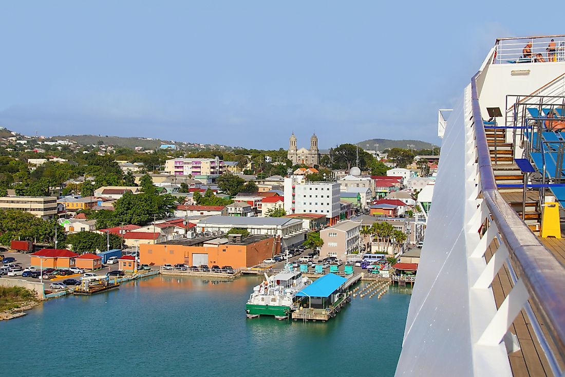 Downtown ​St. John’s​, most populated city in Antigua and Barbuda.