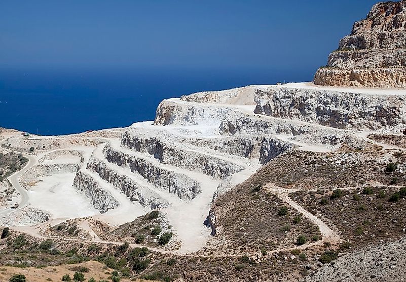 A French gypsum quarry along the Mediterranean coastline used to source Calcium Sulfate to make Pastel Chalk.