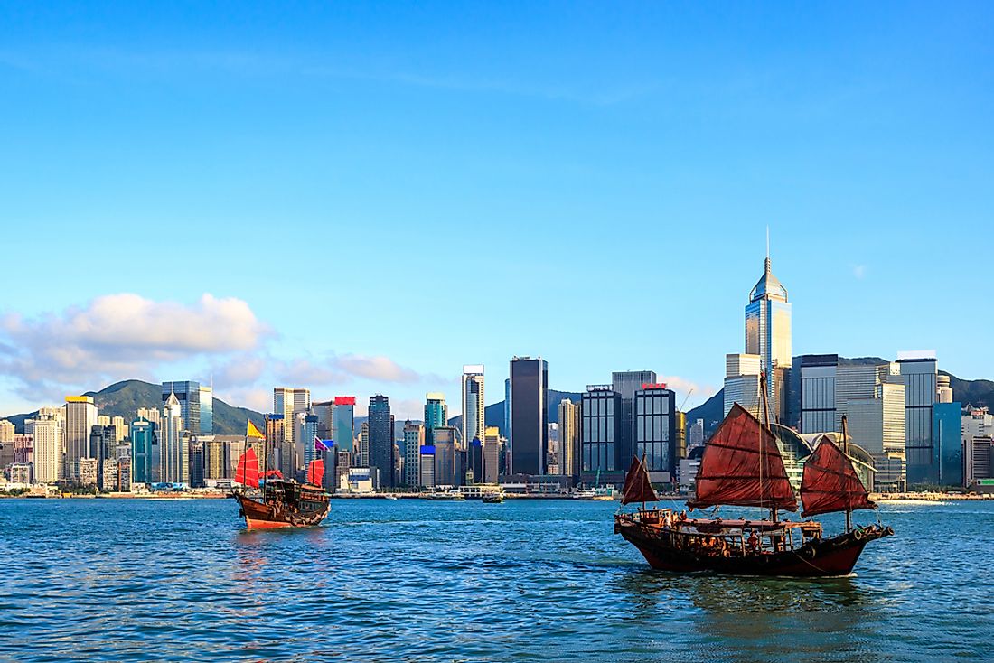 A view of the skyline of Hong Kong. 