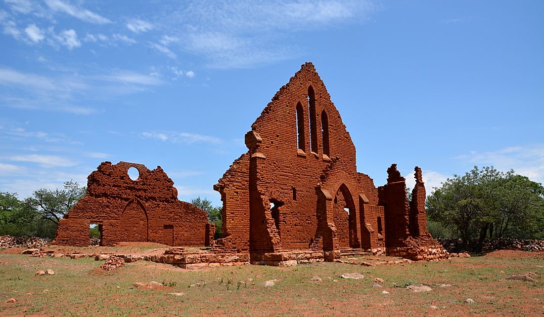 The ruin of a London Missionary Society church in Palapye, Botswana.
