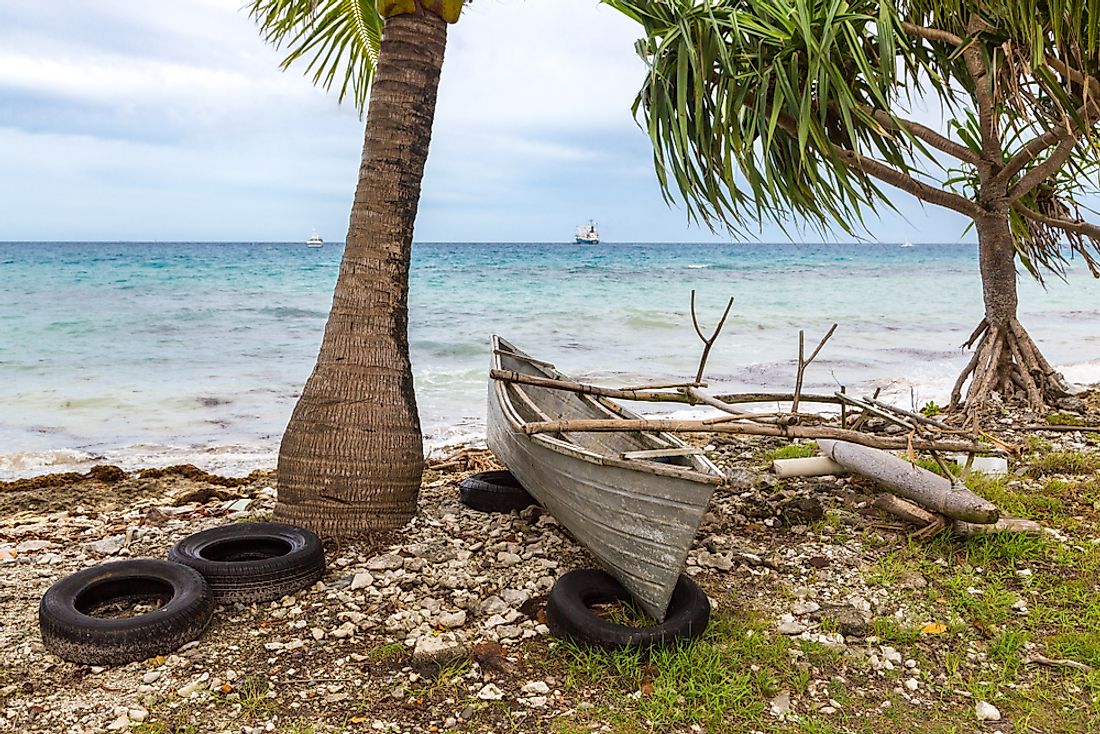 Fishing boats in Tuvalu. 