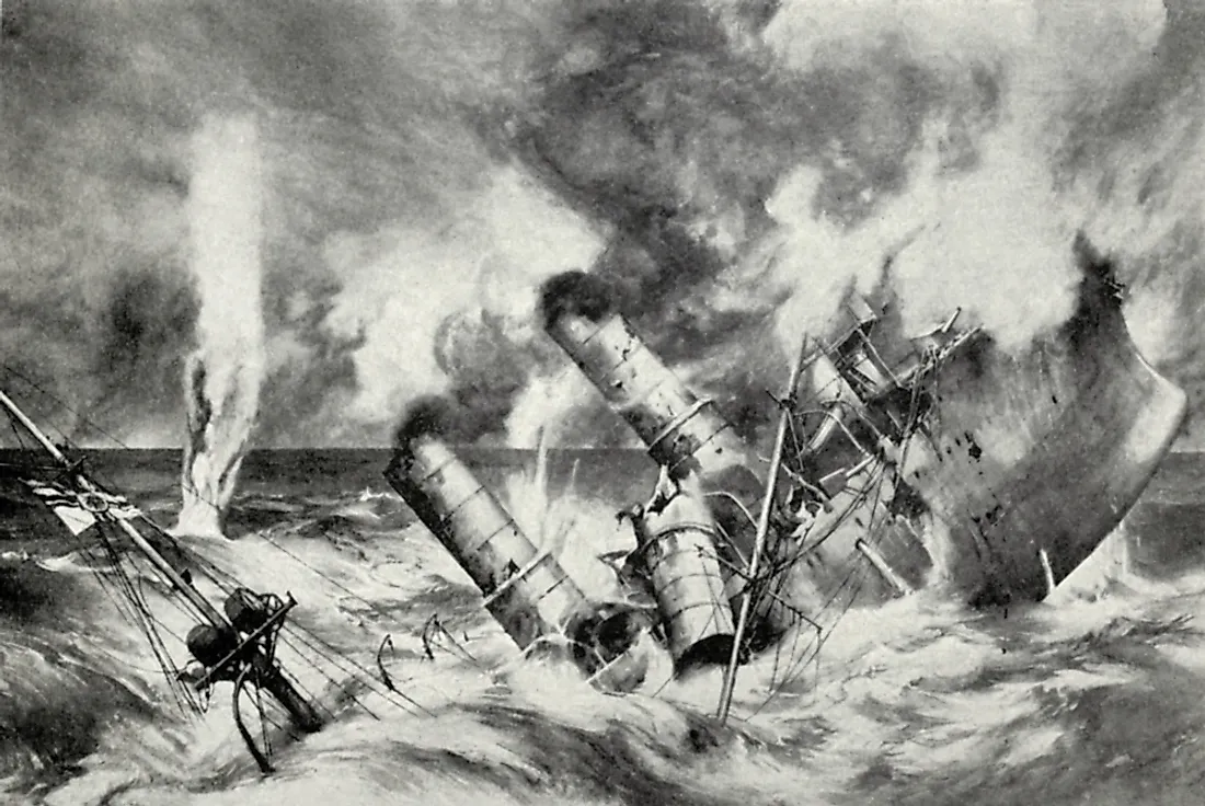 The Battle of Jutland of World War I was one of the largest naval battles in history.