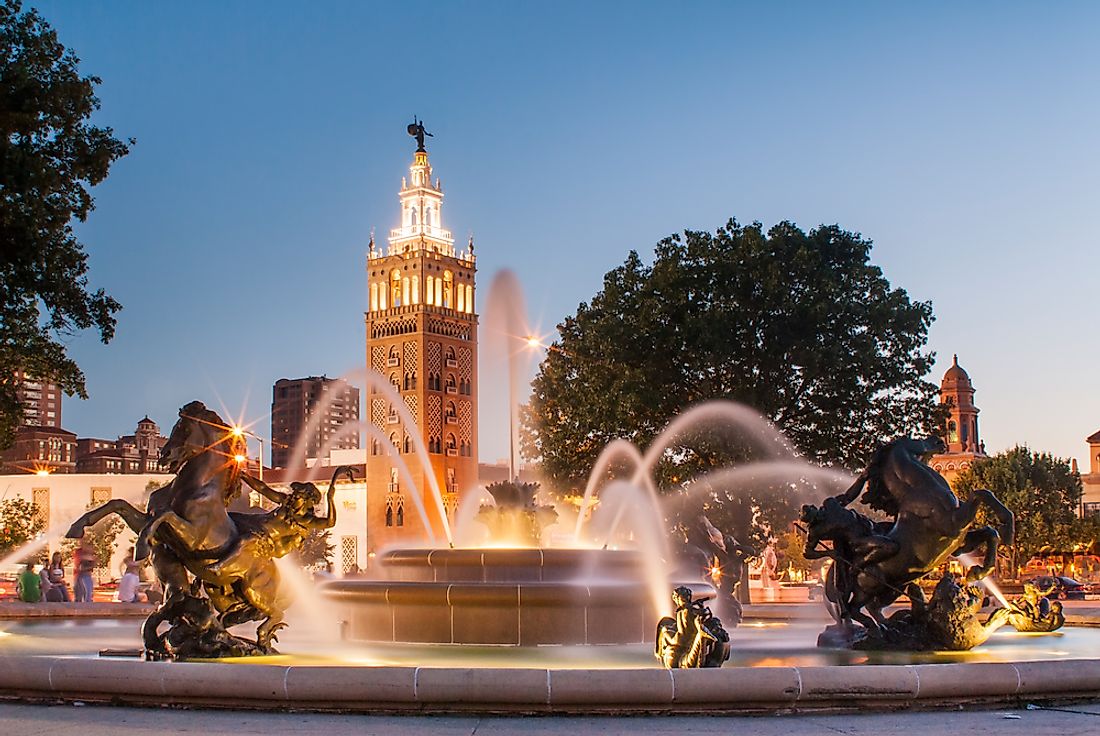 The J.C. Nichols Memorial Fountain, by Henri-Léon Gréber, is one of the most famous fountains in Kansas City, Missouri. 