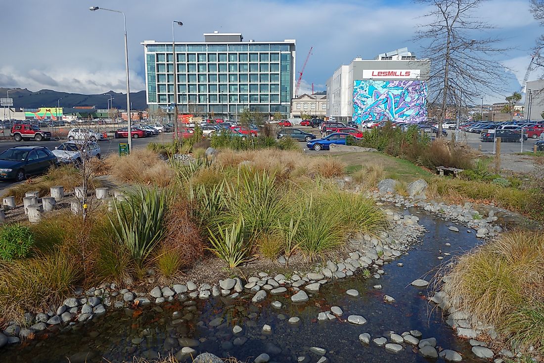 The area that once hosted the Canterbury Television headquarters in Christchurch, New Zealand, is now a memorial to the victims of the building collapse. Editorial credit: alarico / Shutterstock.com.