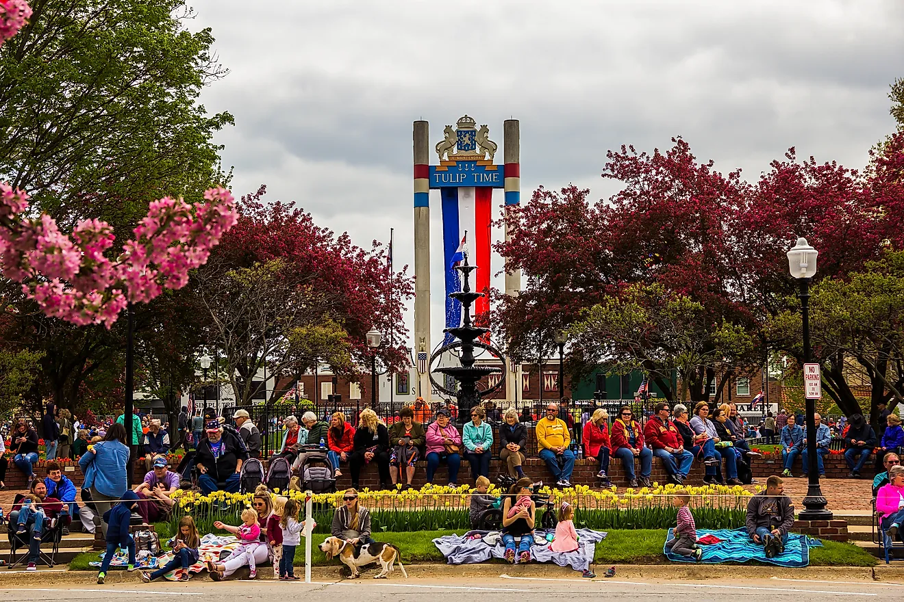 Tulip Time Festival of Pella, Iowa's Dutch community. Via Shutterstock / yosmoes815