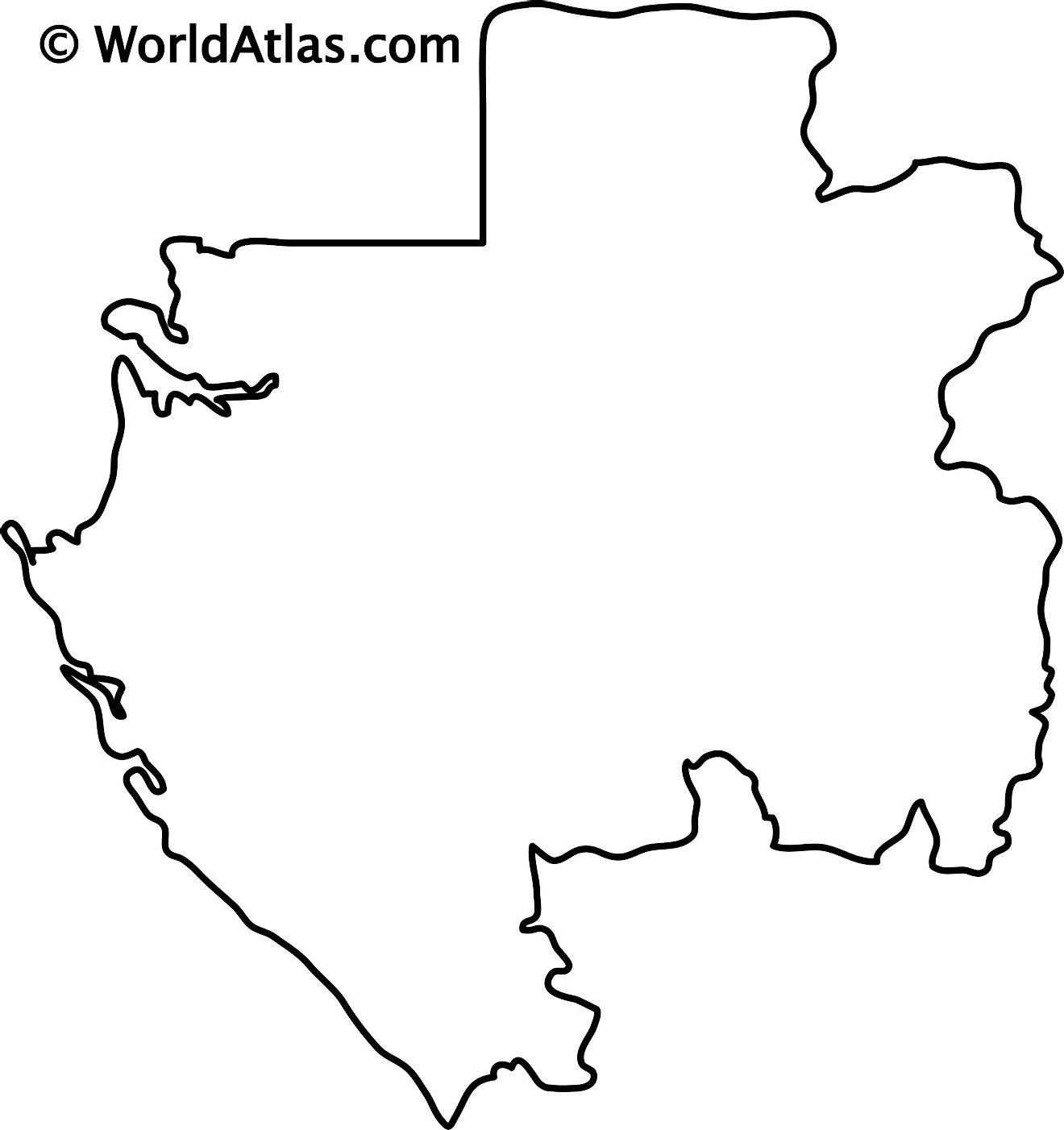 Mapa de contorno en blanco de Gabón