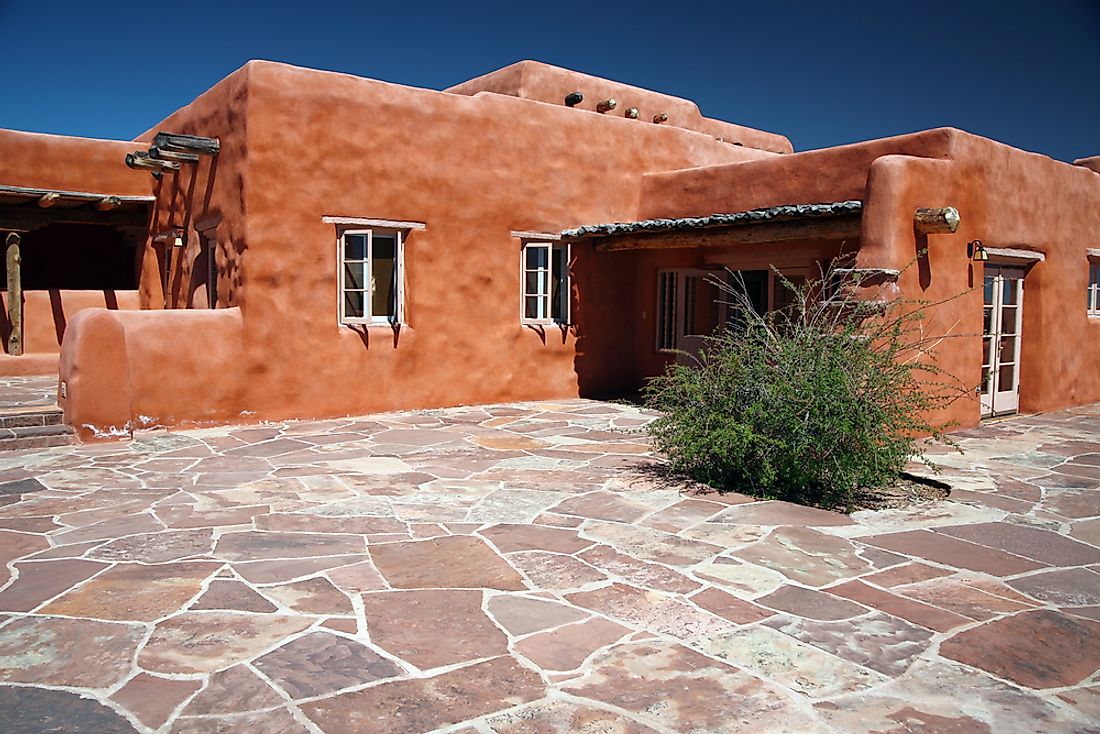 A classic adobe house in the southwestern United States. 