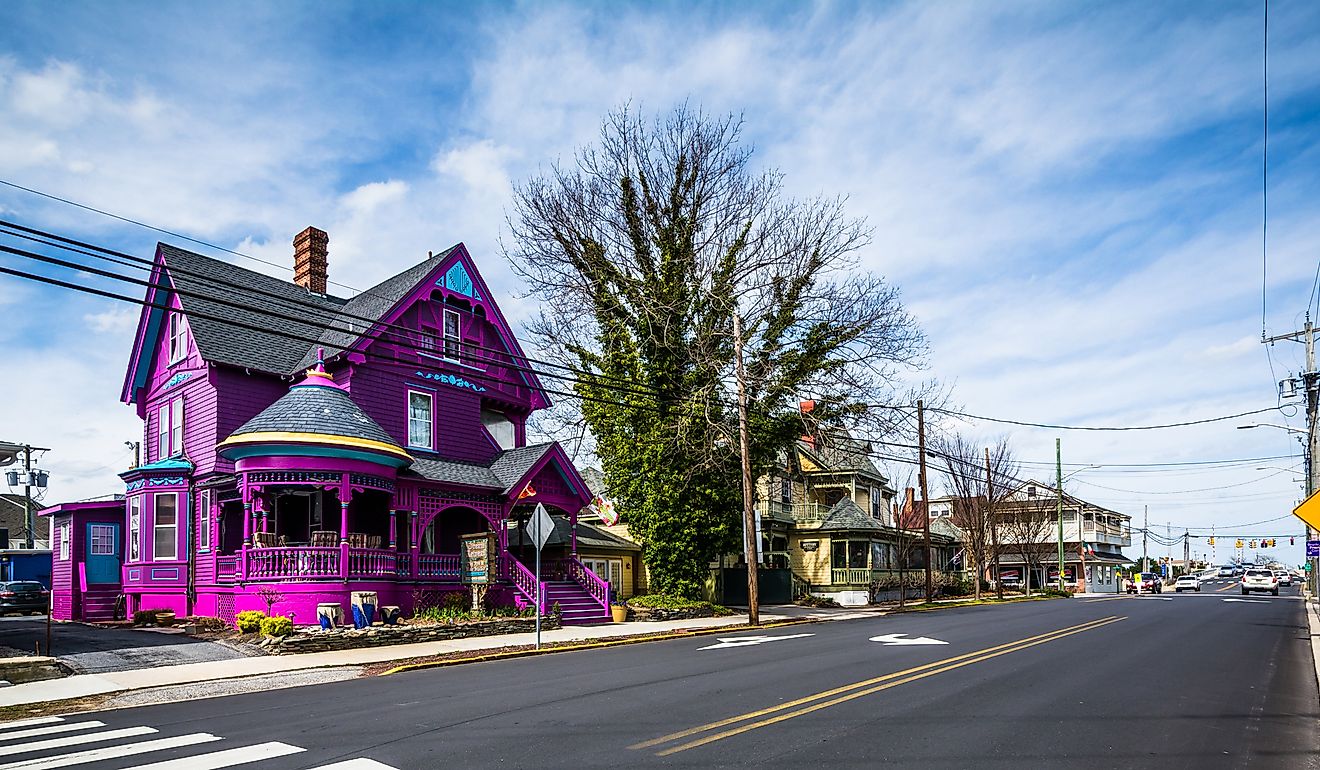Purple house along Savannah Road in Lewes, Delaware.