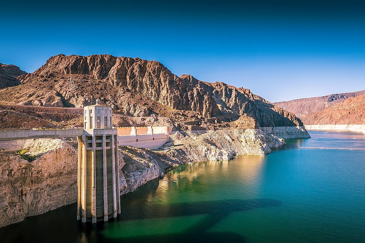 Lake Mead at the West Penstock Tower of the Hoover Dam. (Image Credit Michael Alford via Shutterstock)