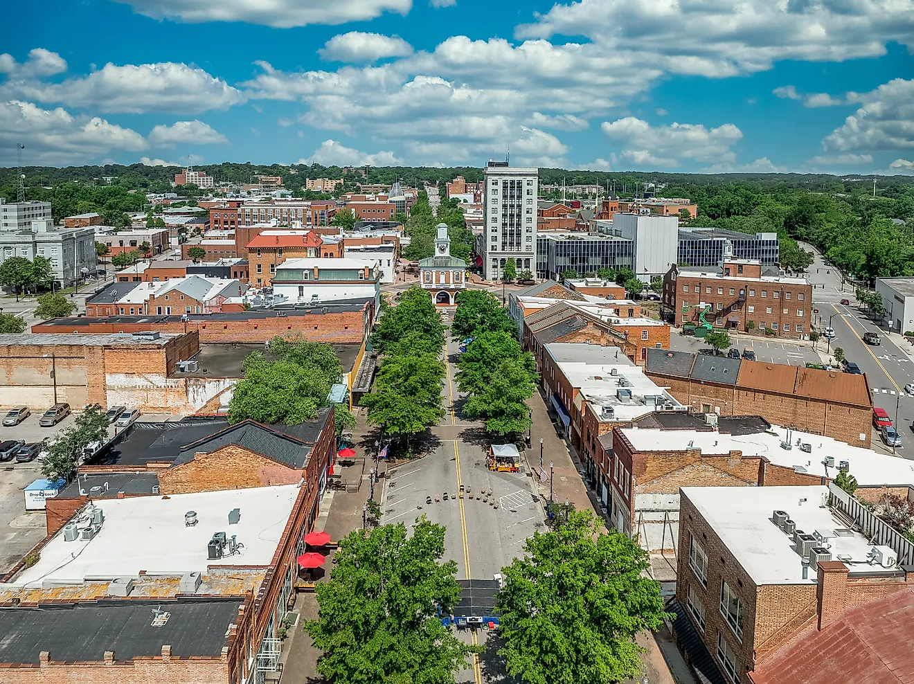 Aerial view of downtown Fayetteville, North Carolina