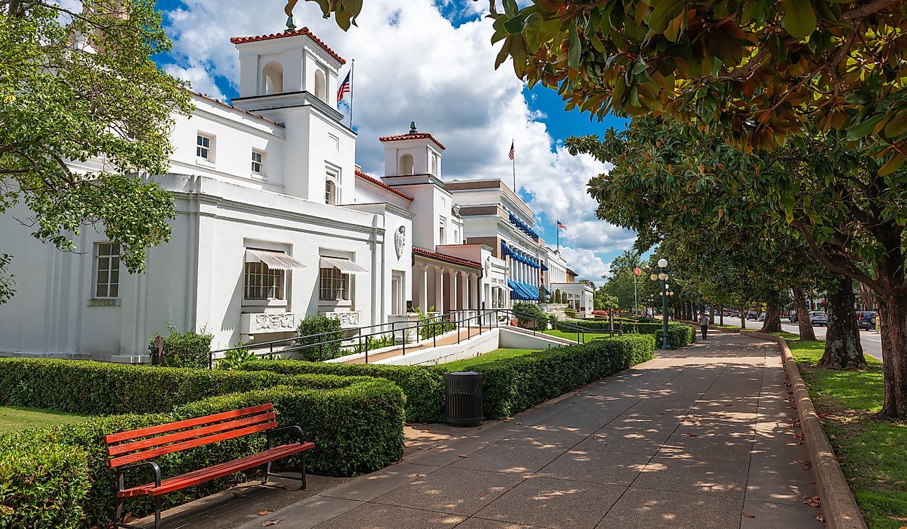 The beautiful downtown area of Hot Springs, Arkansas.