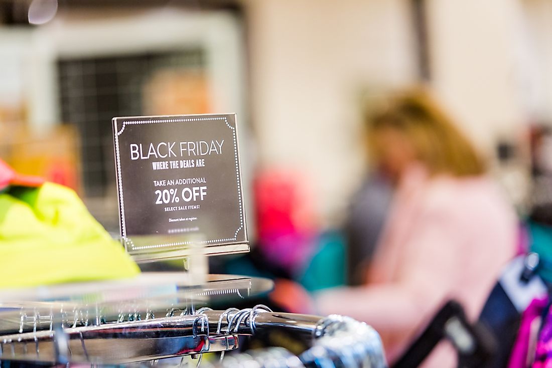 Black Friday is characterized by massive sales in malls across the United States. 