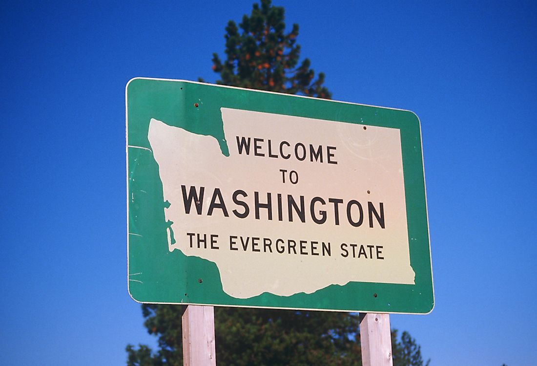 "Welcome to Washington" sign. 
