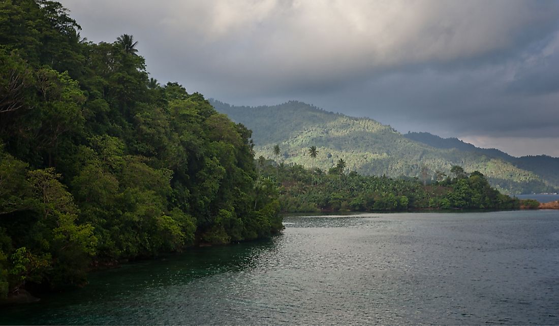 View of the Lembeh Strait off the northeastern tip of Sulawesi Island.