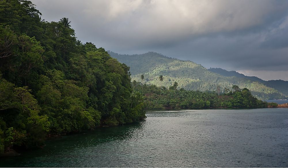 View of the Lembeh Strait off the northeastern tip of Sulawesi Island.