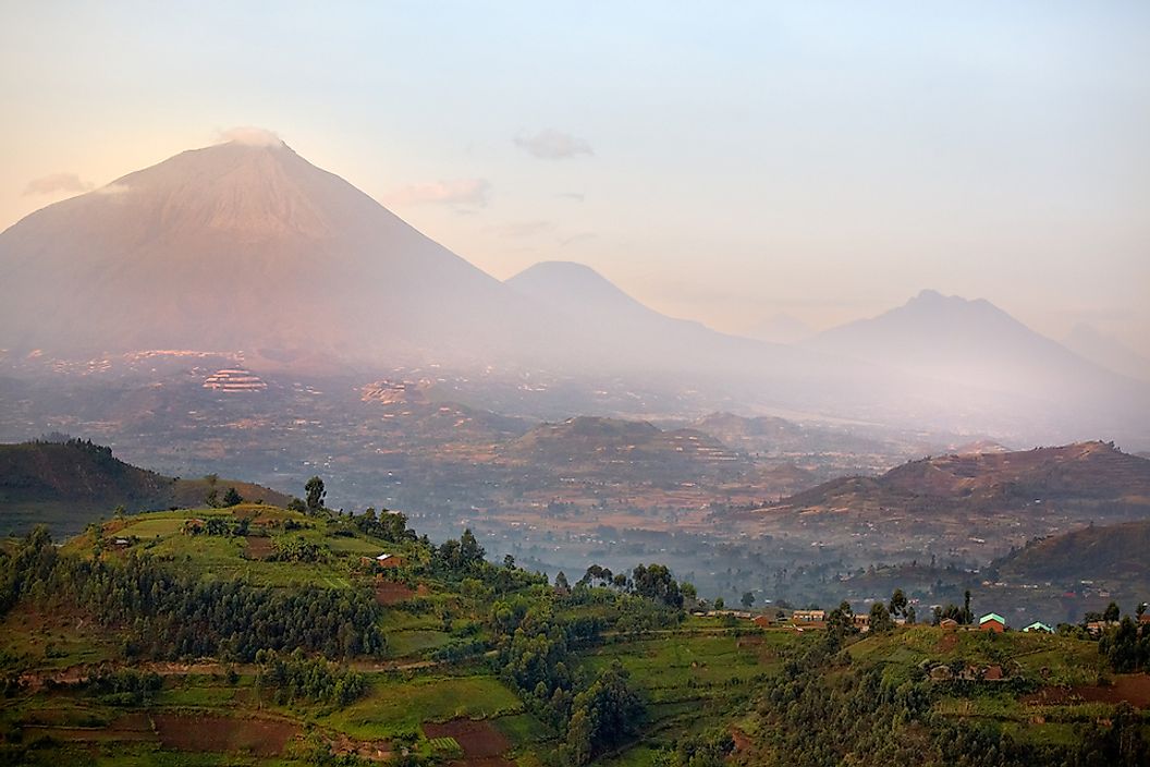 Volcanoes and Mgahinga Gorilla National Park in the Virunga Mountains.