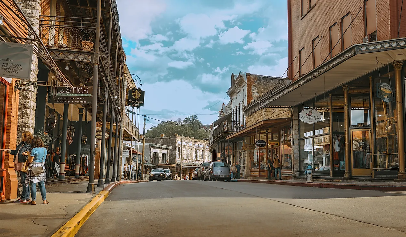 The Main Street in Eureka Springs, Arkansas. Editorial credit: shuttersv / Shutterstock.com