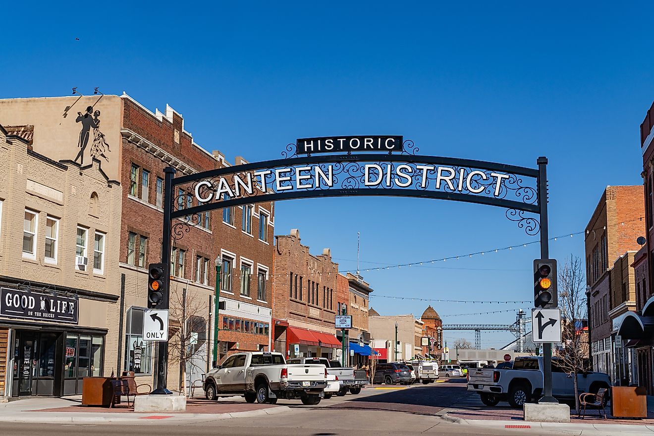Sign at the entrance to the historic Canteen District in downtown North Platte, Nebraska. Image credit: Heidi Besen / Shutterstock.com.