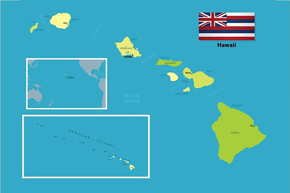 Hawaii sits in the Pacific Ocean.