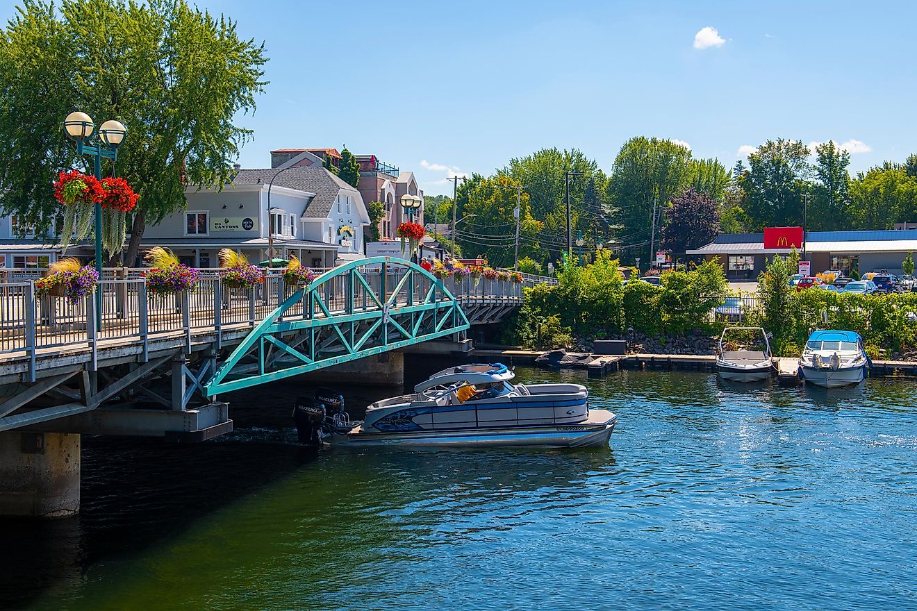 The riverside scenes in downtown Magog, Quebec.