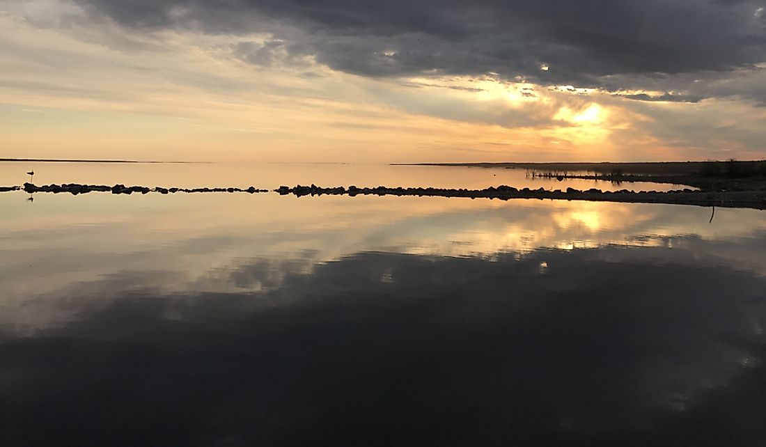 Sunset over Lake Athabasca in Saskatchewan.
