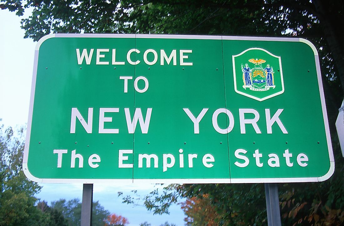 "Welcome to New York" sign. 