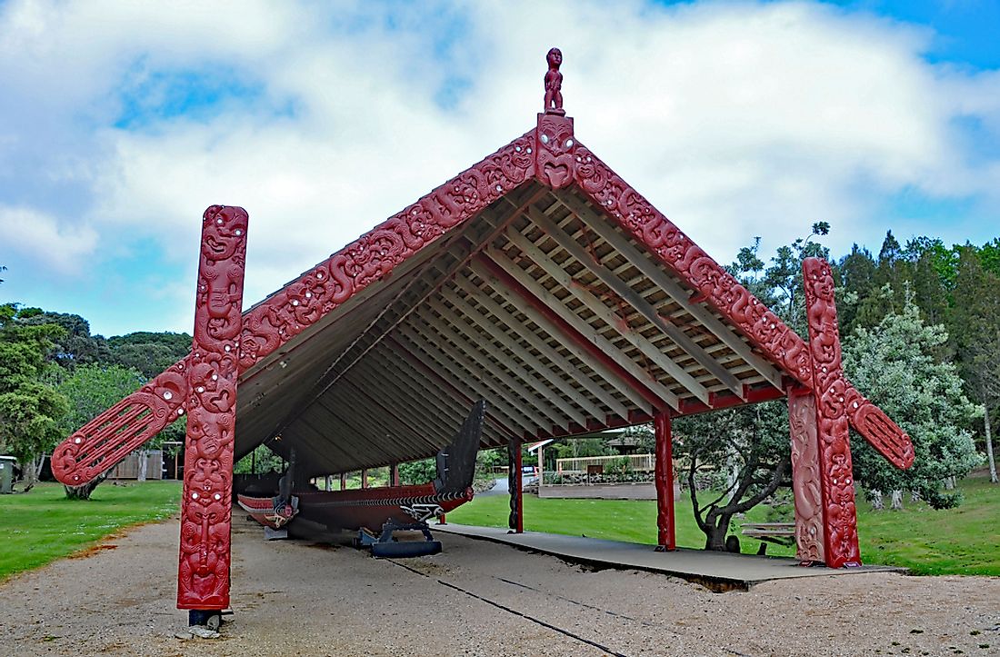 Maori canoe house at the Waitangi Treaty Grounds.