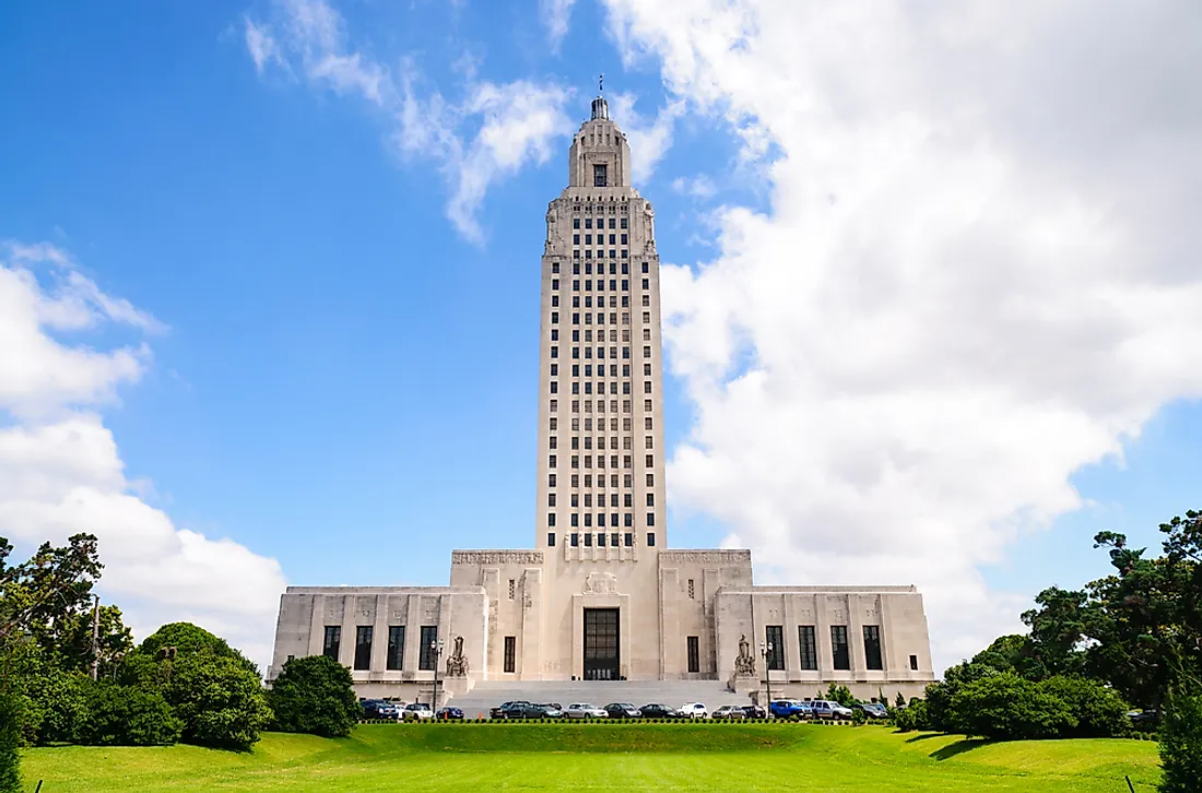 The Louisiana state capitol. 