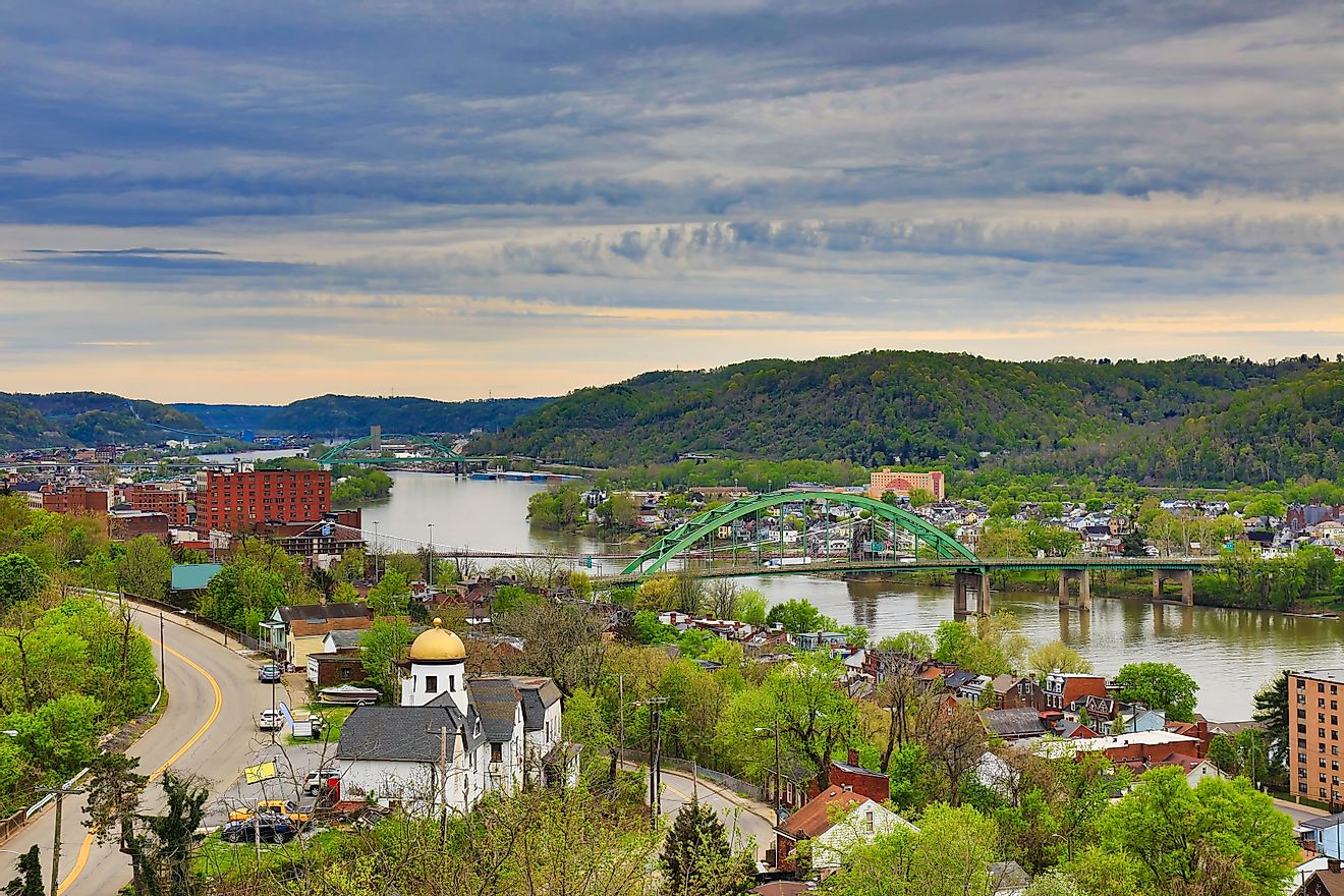 Aerial view of Wheeling, West Virginia.