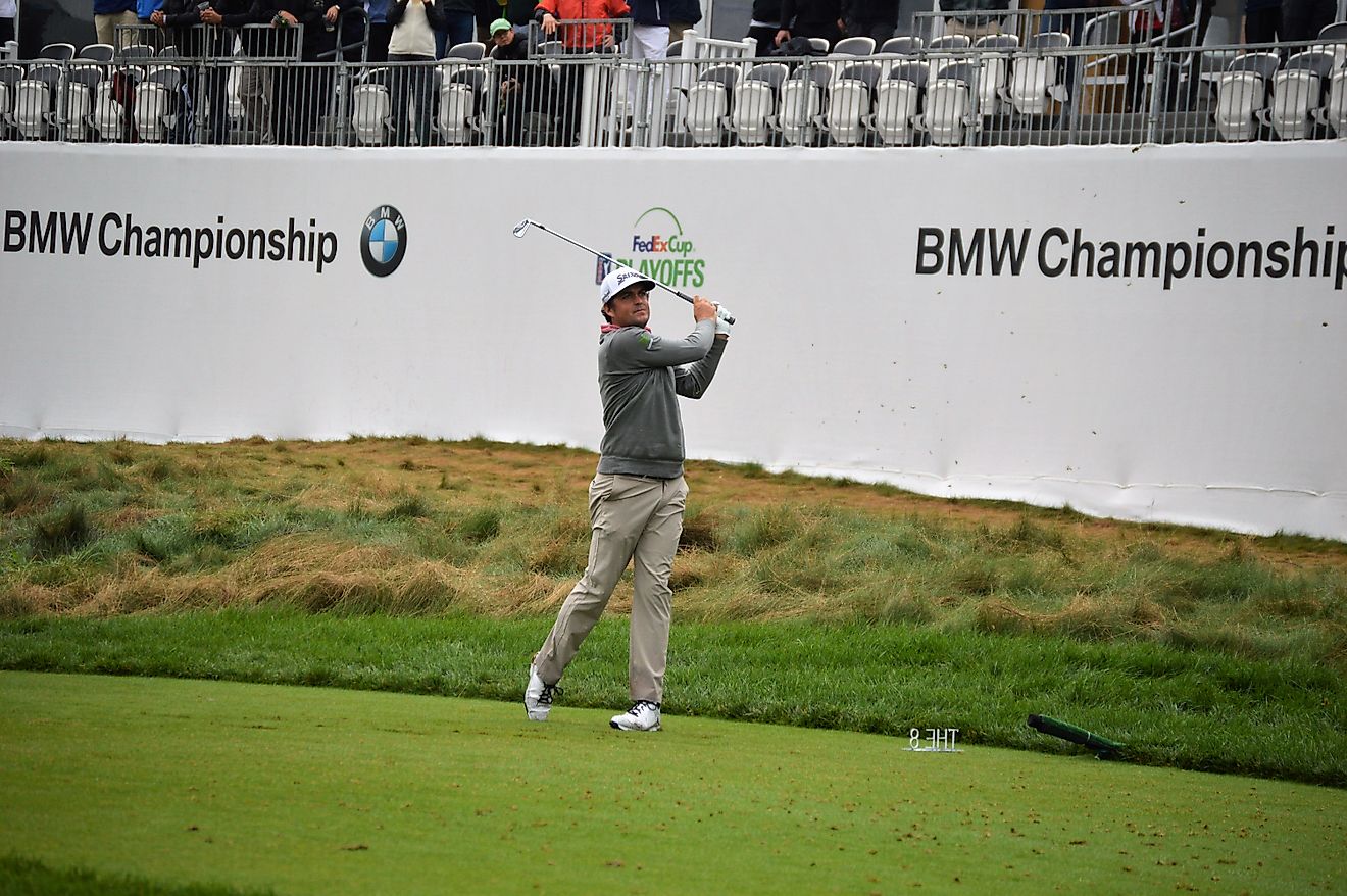 Keegan Bradley at the BMW Championship at Aronimink Golf Club. By Michael Stokes, CC BY 2.0, via Wikimedia Commons