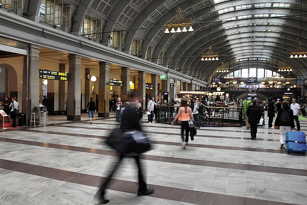 The scene at a railway station in Sweden: the country provides a high standard of living to its citizens including sound infrastructural facilities. Editorial credit: Tupungato / Shutterstock.com.