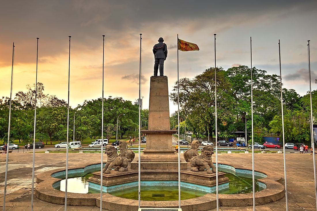 Monument to the first Prime Minister of Sri Lanka. Editorial credit: Catalin Lazar / Shutterstock.com.