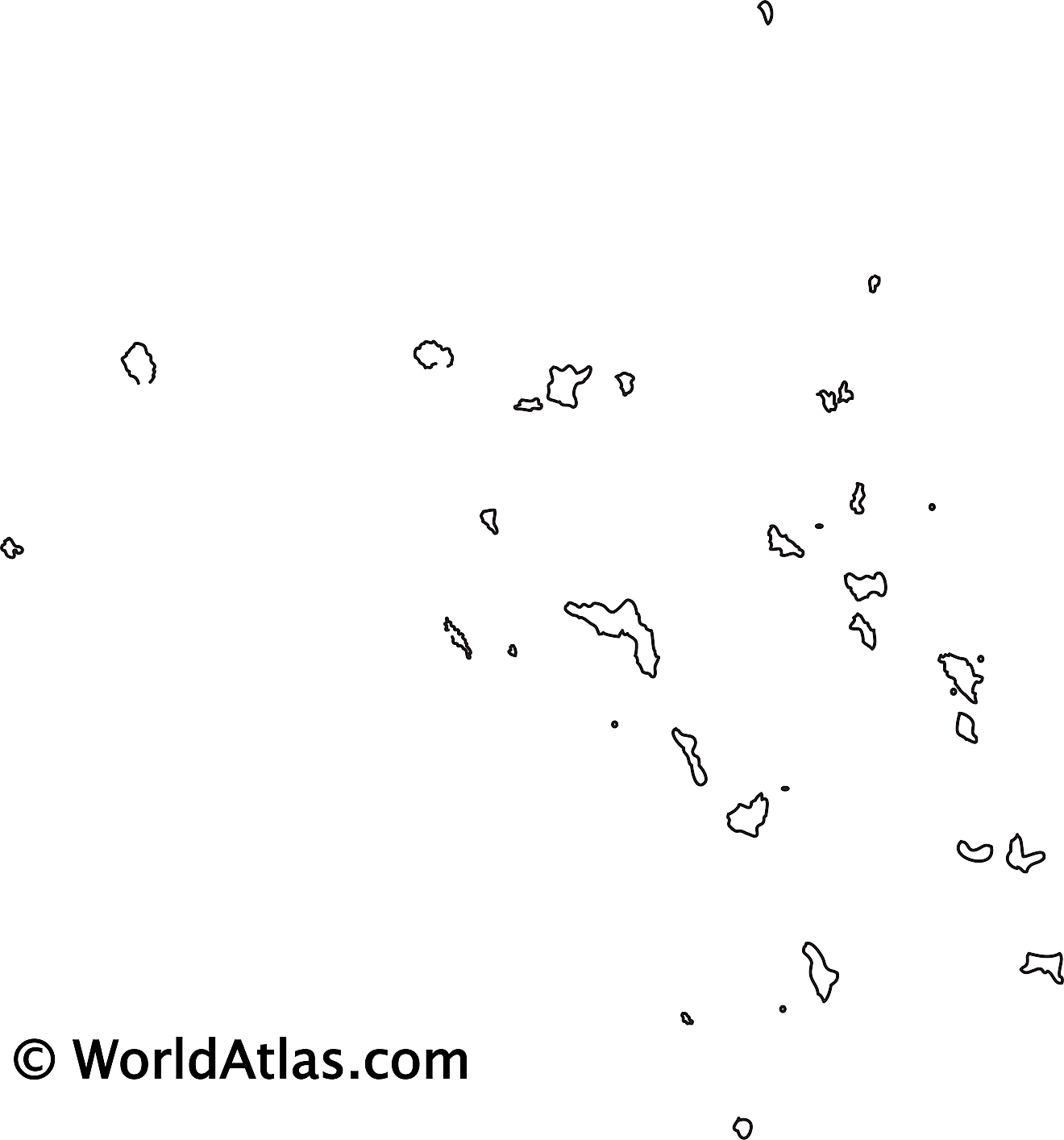 Mapa de contorno en blanco de las Islas Marshall