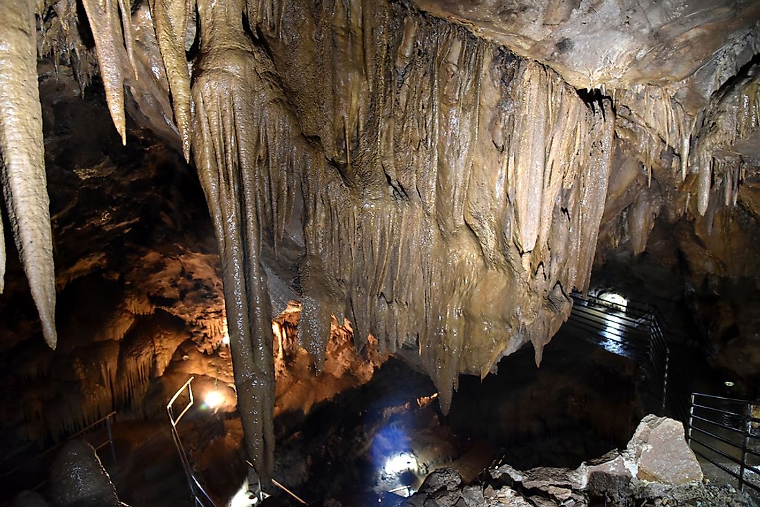 Flowstones in a cave. 