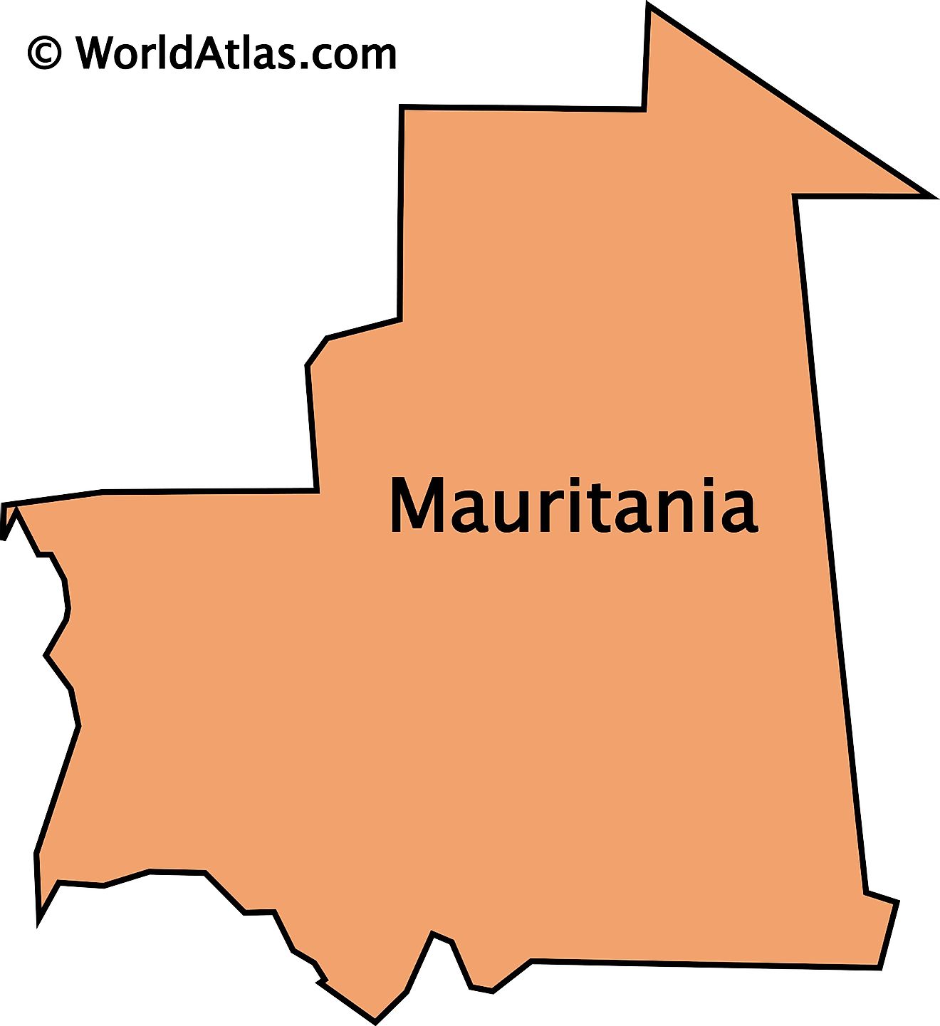Outline Map of Mauritania