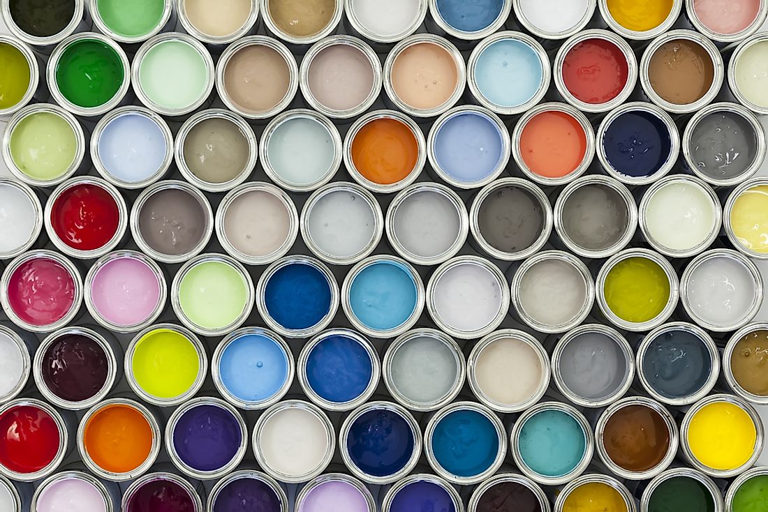 A collection of paint cans. 