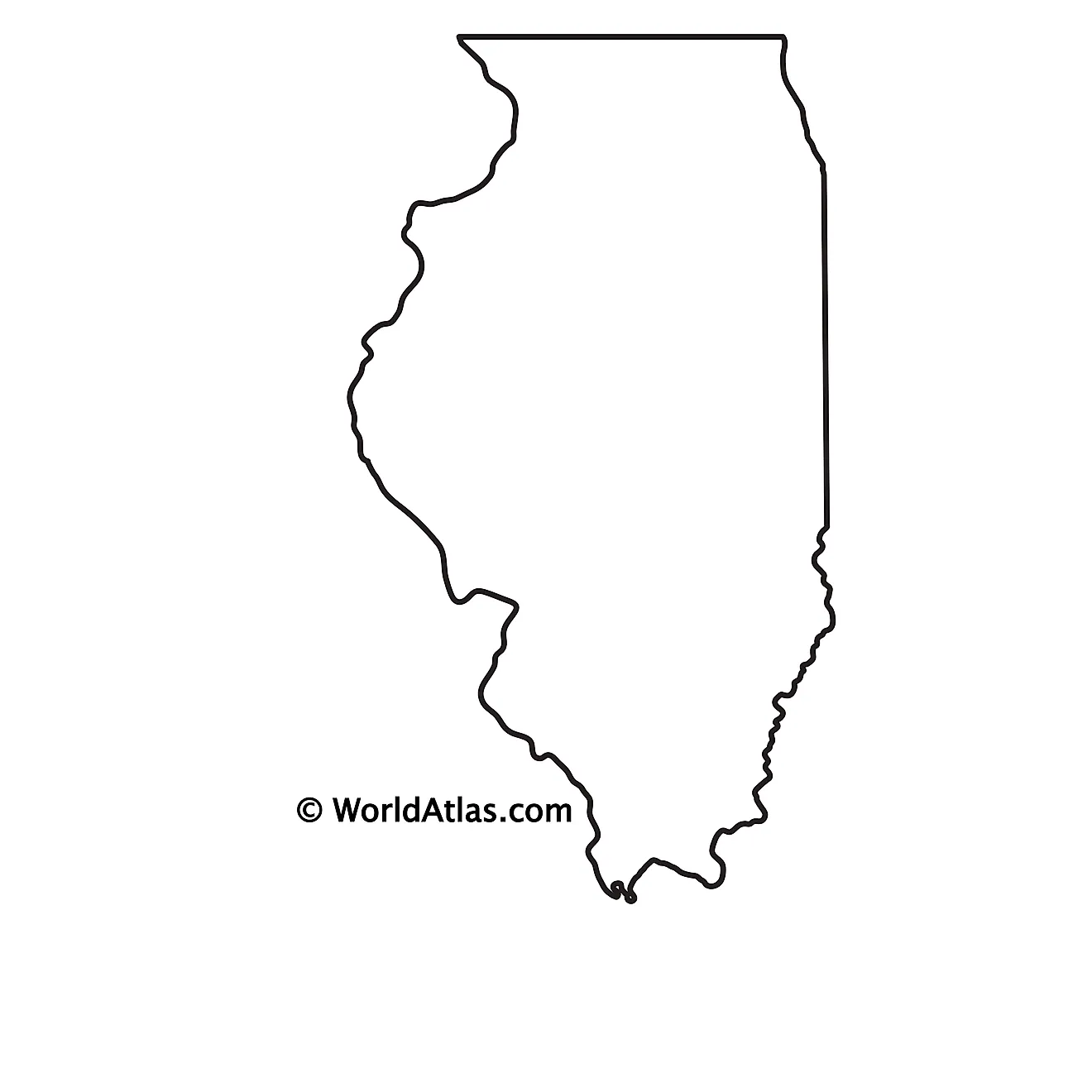 Mapa de contorno en blanco de Illinois