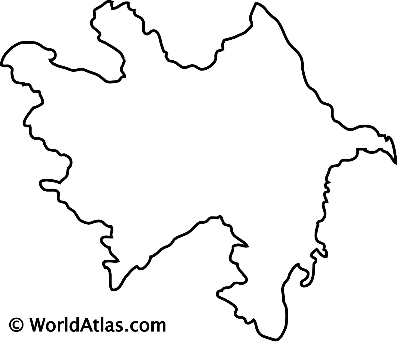 Mapa de contorno en blanco de Azerbaiyán