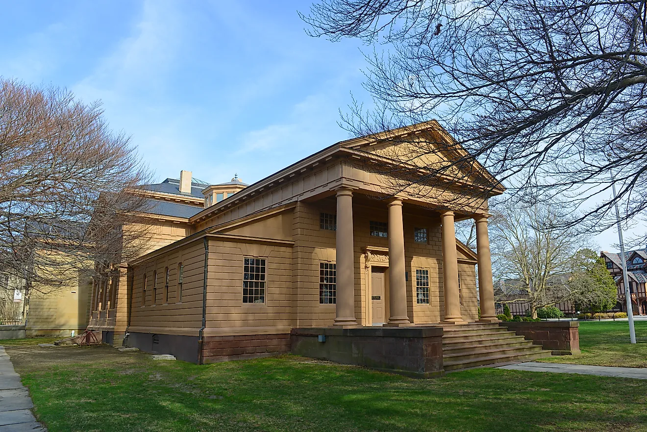 Redwood Library and Athenaeum at 50 Bellevue Avenue in Newport, Rhode Island