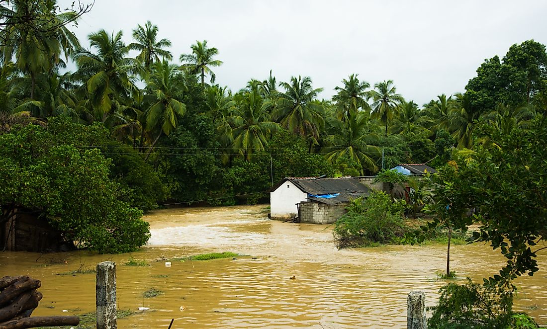 Flooding from a cyclone in India. 