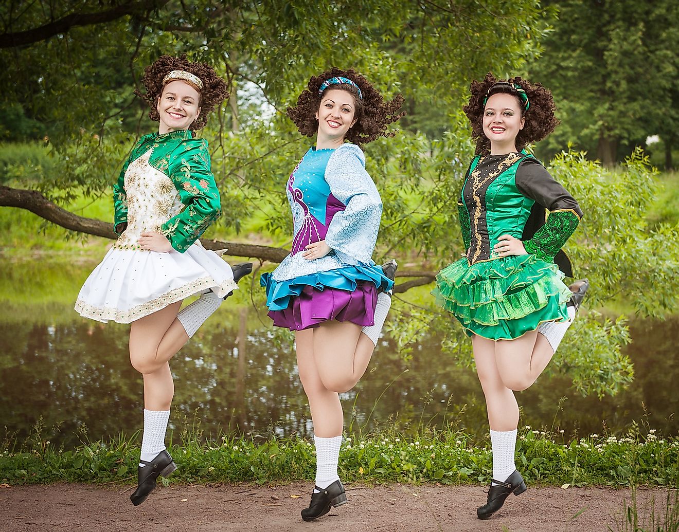 Irish dancers in their traditional dancing costumes. Image credit: DarkBird/Shutterstock.com