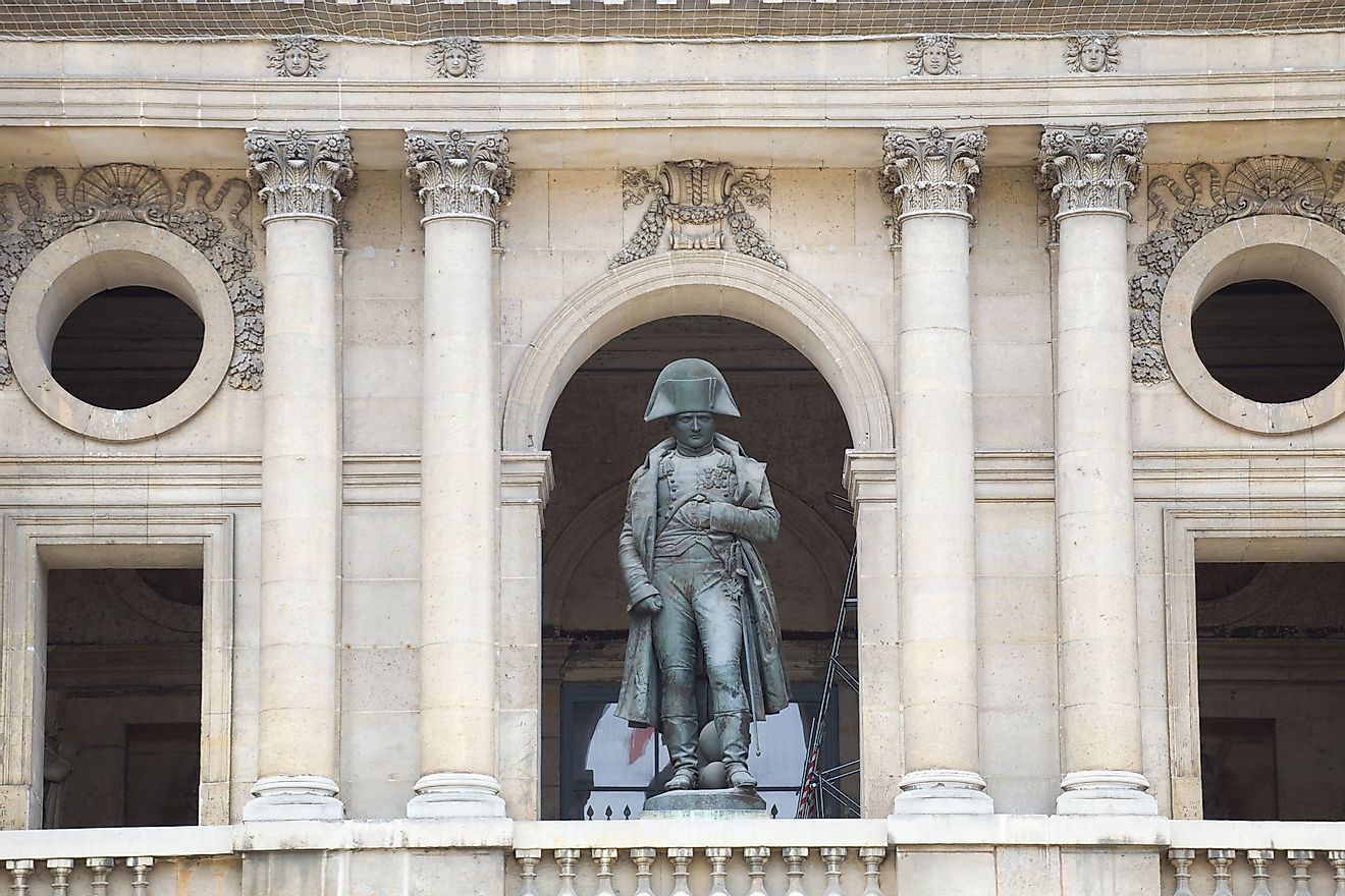 Napoleon statue in the balcony of Les Invalides, Paris, France. 