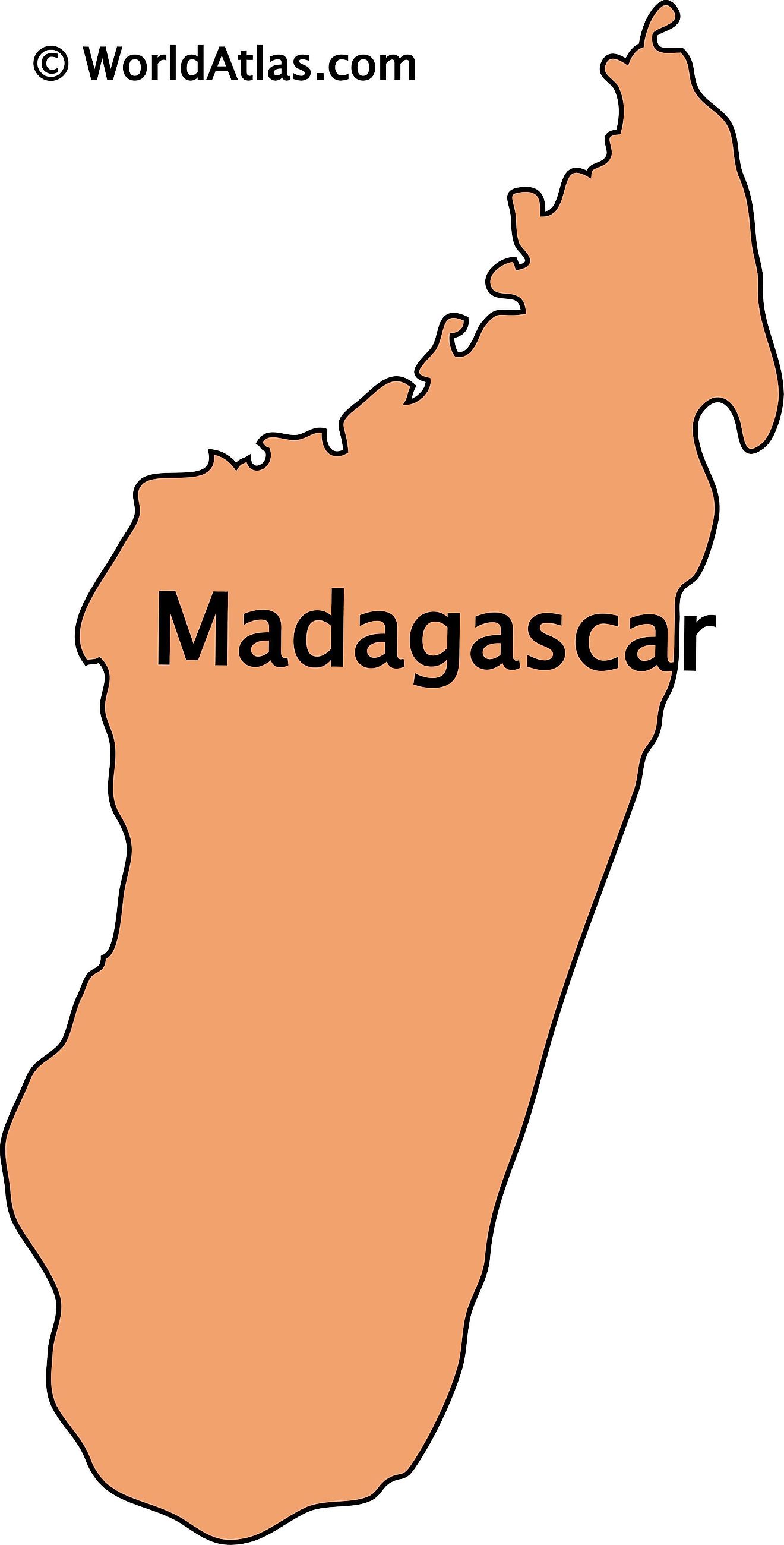 Mapa de contorno de Madagascar