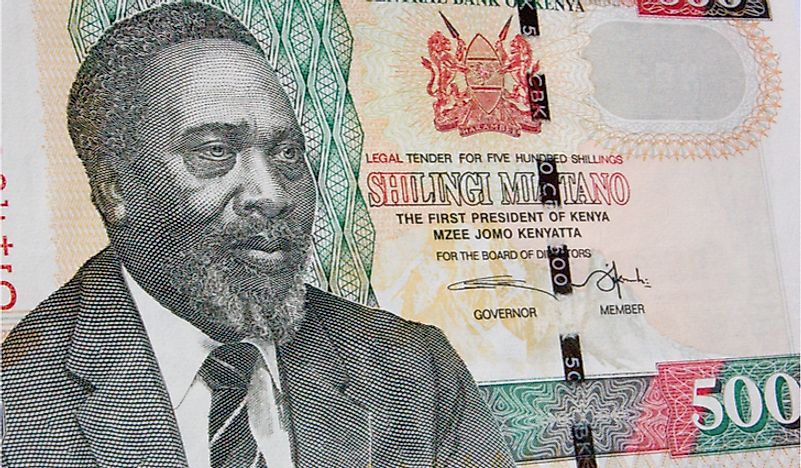 A banknote showing Kenya's first president, Jomo Kenyatta.
