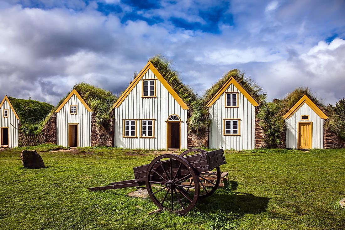 Restored traditional houses in Iceland. 