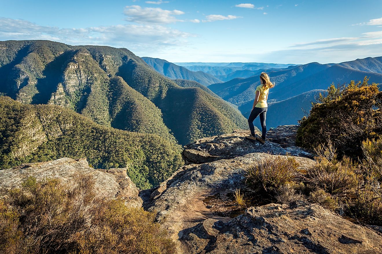 A female hiker on the mountains of the Great Dividing Range.