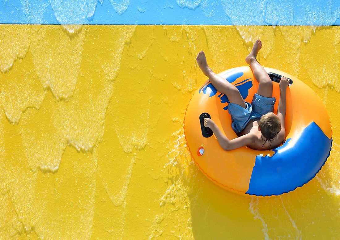 Tubing and slides are popular activities at a water park. 