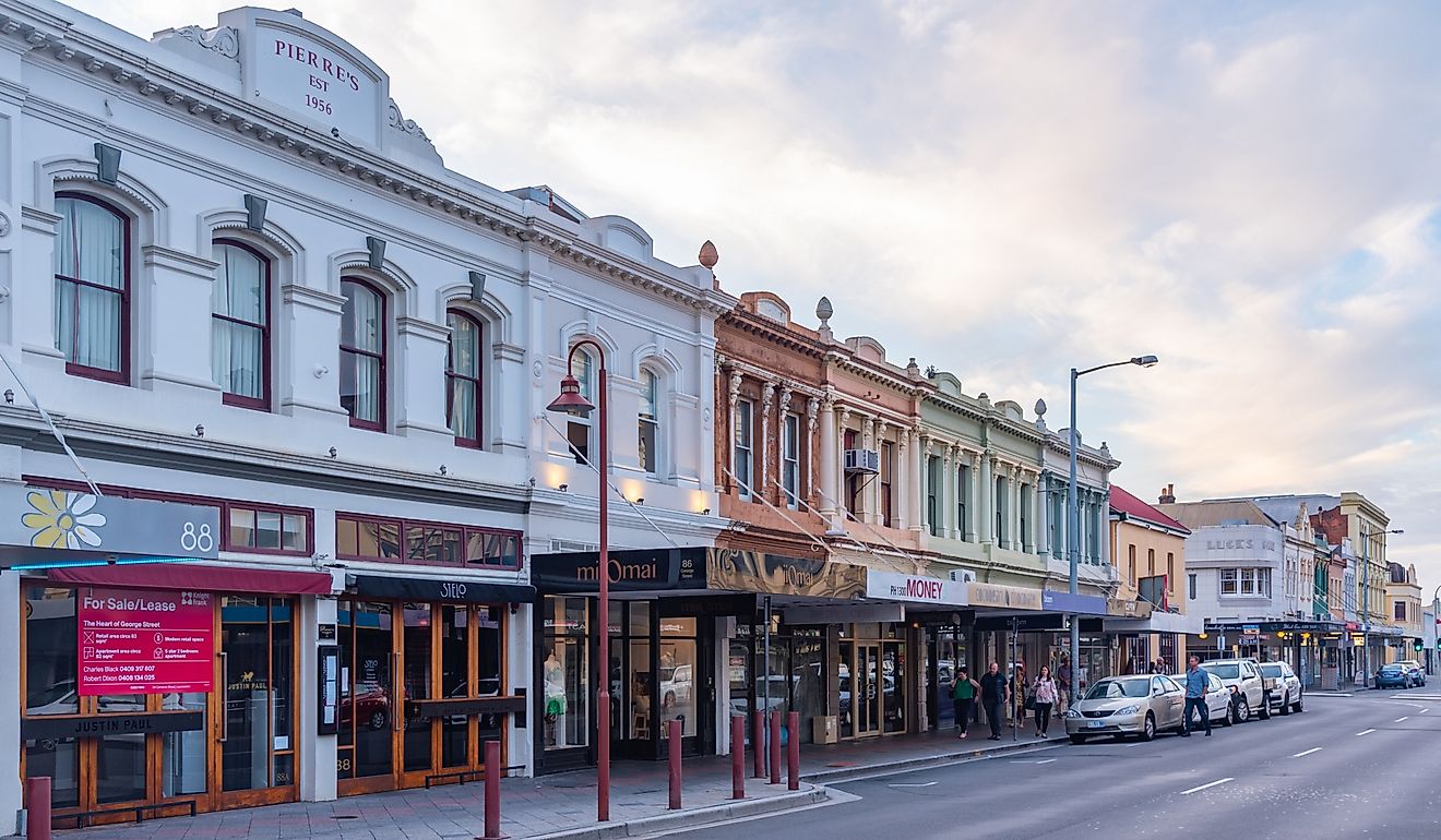 Sunset over city center of Launceston, Australia. Editorial credit: trabantos / Shutterstock.com