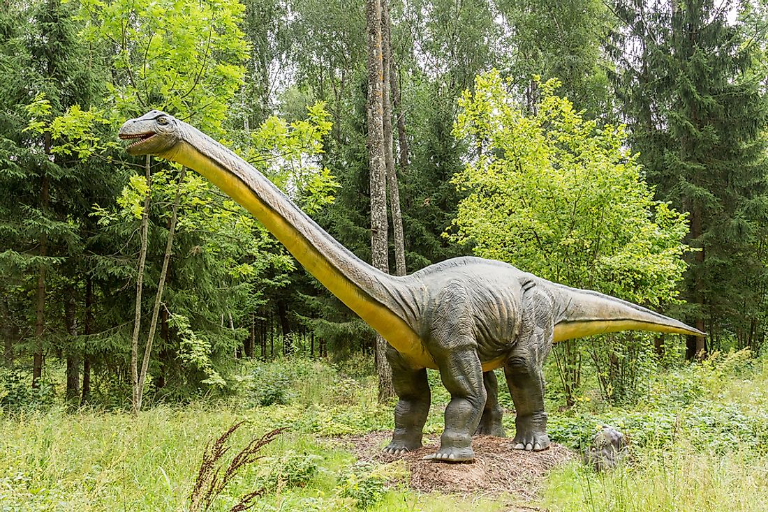 A model of a diplodocus. 